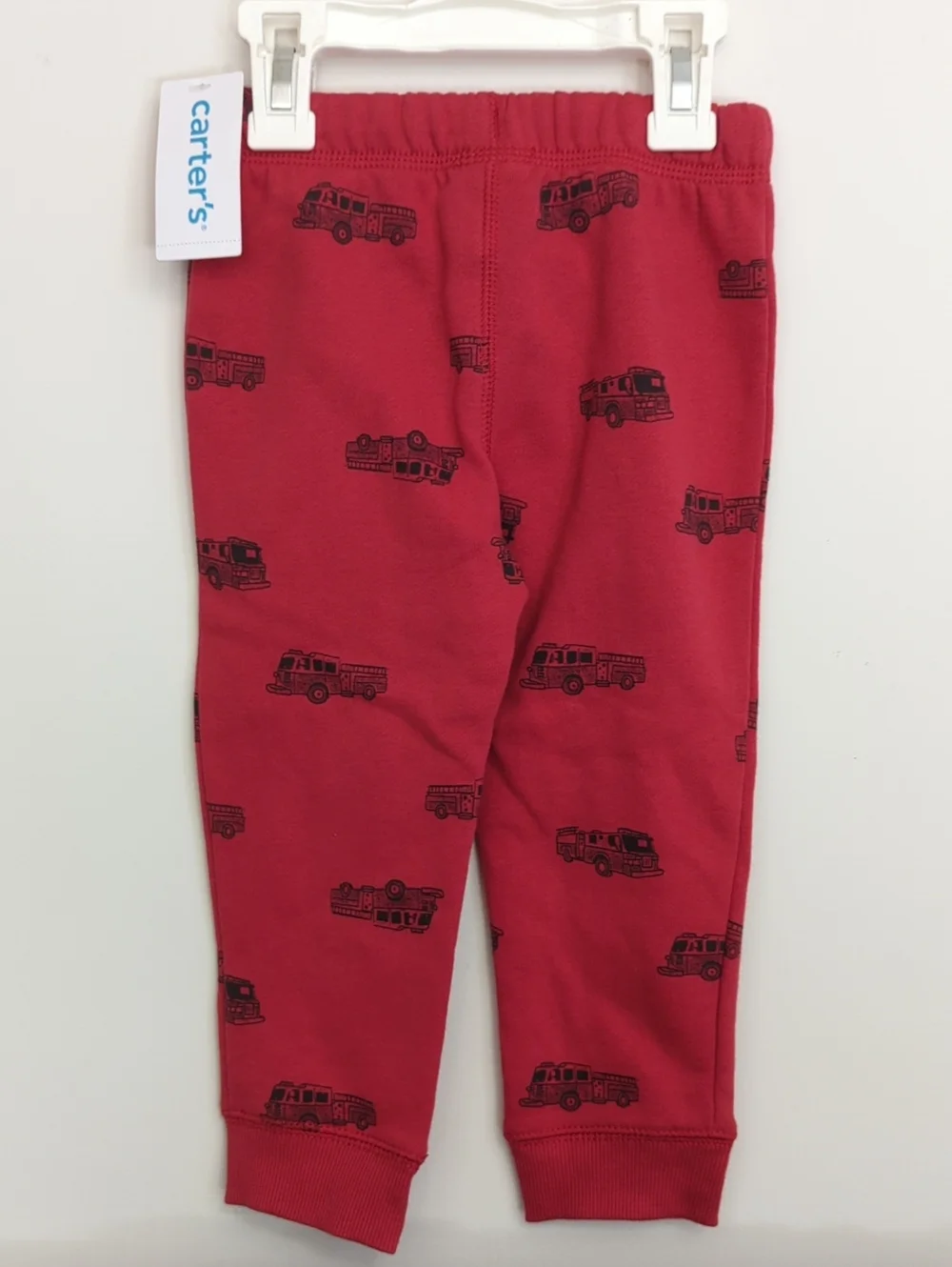 Carter's Boys Red Fire Truck Pull-On Drawstring Joggers Size 2T